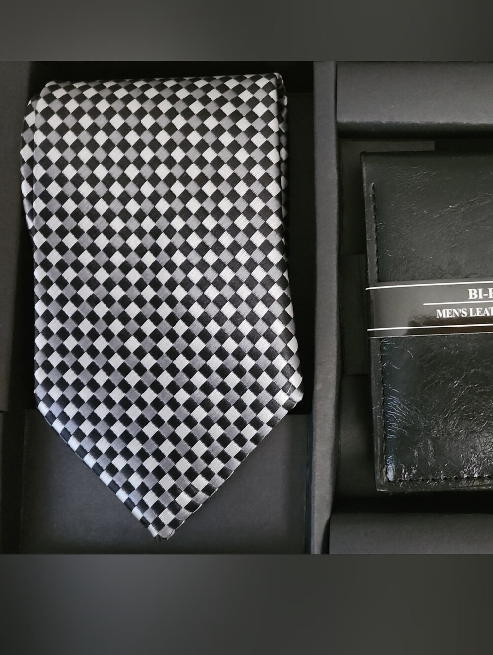 Black & White Checkered Men's Tie - Classic Formal Style